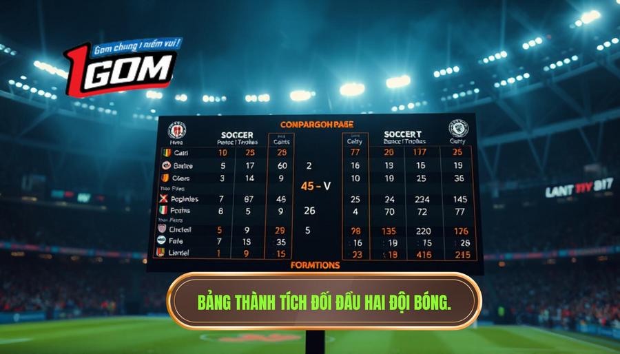 3. Bảng thành tích đối đầu hai đội bóng.